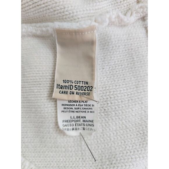 LL. Bean ~Woman Size M~ White Knit Cotton Button-Up Cardigan Sweater Long Sleeve - Picture 10 of 15